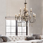 Wood and brushed nickel chandelier for Kitchen Bedroom (WH-CI-55)