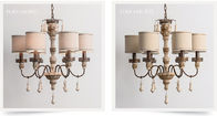 Wood and nickel chandelier with Lampshade for indoor home lighting (WH-CI-56)