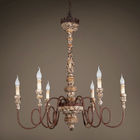 Wood frame Iron chandelier for indoor home lighting fixtures (WH-CI-62)