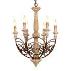 French country chandelier wood Candle Pendant lamp (WH-CI-64)