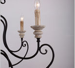Wood slat Iron chandelier for Farmhouse Bedroom Lighting (WH-CI-71)