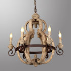 Wood cage Iron chandelier for indoor home lighting (WH-CI-73)