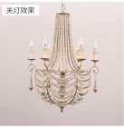 Iron chandelier with wood beads for farmhouse living room (WH-CI-79)