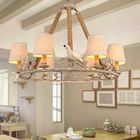 Rustic wood and iron Birds chandelier for cottage home lighting (WH-CI-87)