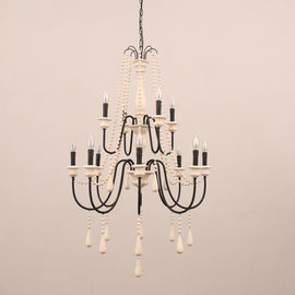 Rustic country chandelier with wood beads pendant lamp fixtures (WH-CI-89)