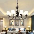 Wrought iron ceiling chandelier lights Black Body Color with lampshade for home lamp (WH-CI-93)