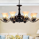 Mexican wrought iron chandelier with Glass Lampshade for home Lighting Fixtures (WH-CI-106）