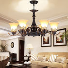 Mexican wrought iron chandelier with Glass Lampshade for home Lighting Fixtures (WH-CI-106）