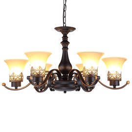 Mexican wrought iron chandelier with Glass Lampshade for home Lighting Fixtures (WH-CI-106）