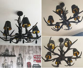 Black antler chandelier Lighting With Lampshade For Coffee Bar Restaurant (WH-AC-05)