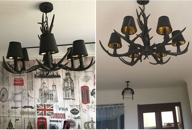 Black antler chandelier Lighting With Lampshade For Coffee Bar Restaurant (WH-AC-05)