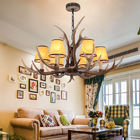Stag antler chandelier with Gray Lampshade For indoor home lighting fixtures (WH-AC-08)