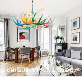 Multicolor resin antler chandelier for indoor home Lighting Fixtures (WH-AC-15)