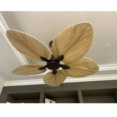 American Retro Living Room Restaurant Ceiling Fan Light Remote Electric Fan Light Banana Leaf Fan Lamp(WH-VLL-31)