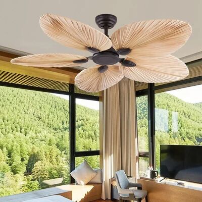 American Retro Living Room Restaurant Ceiling Fan Light Remote Electric Fan Light Banana Leaf Fan Lamp(WH-VLL-31)