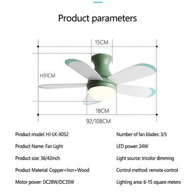 Control Low Floor Household Fan lamp colorful Children Room Ceiling Fan Light(WH-VLL-33)