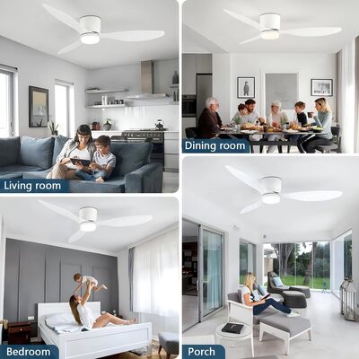 DC motor Large Air Volume Remote Control for Kitchen Bedroom Dining room Modern Ceiling Fan with LED Light (WH-VLL-34)