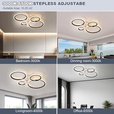 Bedroom Kitchen Lights Black White Multi ring lamp samrt Led Low Noise Ceiling Fan Chandelier (WH-CLL-53)