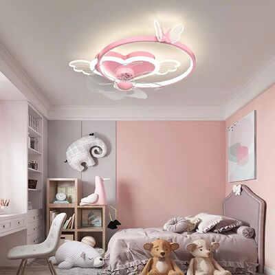 Quiet Fan Ceiling Light with Remote 6 Speeds Led Dimmable pink Kids Ceiling Fans with Lights(WH-CLL-54)