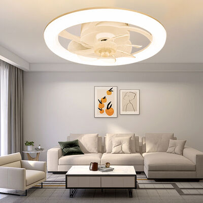 Modern and Simple Home Intelligent Remote Control Restaurant LED Round Acrylic ceiling Fan Light(WH-CLL-59)