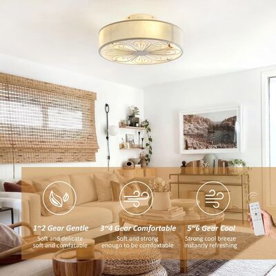 Indoor Remote Control 6-Speed living room 19 Inch Fabric Craft Ceiling Fan With Light (WH-CLL-60)
