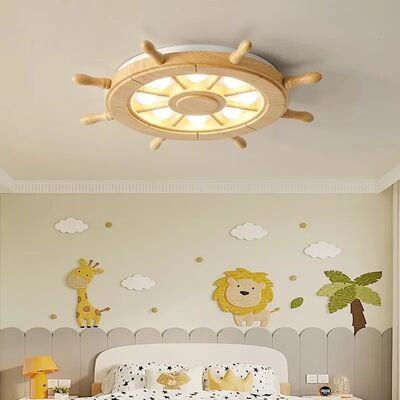 Living room Children's room walnut raw wood invisible fan light Rudder Ceiling fan light (WH-CLL-63)