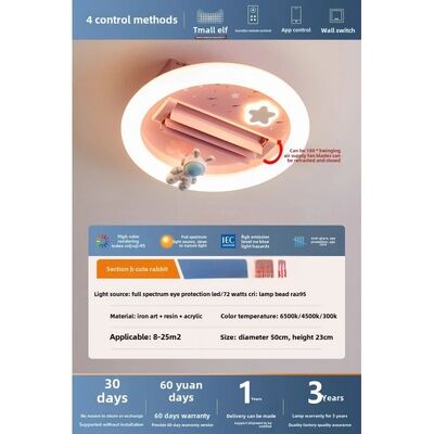 Bedroom Astronaut Cute Bunny Kids Room 180° Swing Supply Supply Bladeless Fan Light (WH-CLL-65)