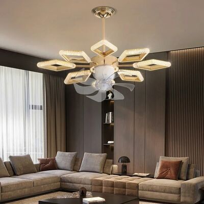 Dimmable Luxury Dinning Room LIving Room Chandelier Fan Crystal Led Ceiling Fan Lamp with Light (WH-CLL-67)