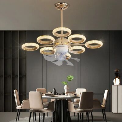 Dimmable Luxury Dinning Room LIving Room Chandelier Fan Crystal Led Ceiling Fan Lamp with Light (WH-CLL-67)