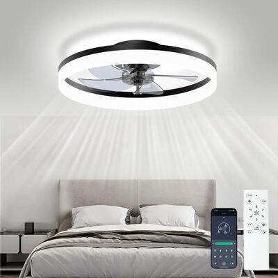 Bedroom Decor Ventilator Lamp Air Invisible Blades Retractable Smart Ceiling Fan with Lights(WH-CLL-70)