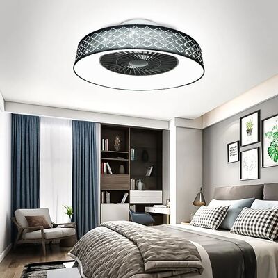 Kitchen Bedroom Living Room Timing Invisible Blades 57cm Dimmable fabric LED Ceiling Fan with Light(WH-CLL-72) ﻿