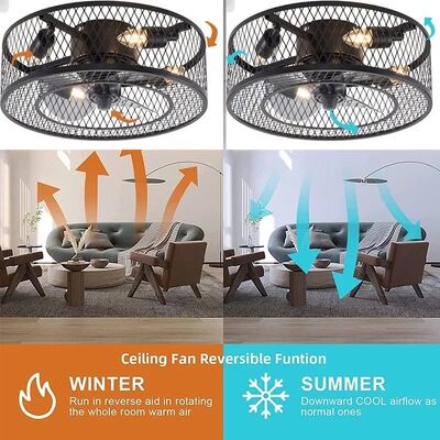 study room Bedroom Fans Light Loft Black iron net Industrial Ceiling Fan Lamp (WH-CLL-78)
