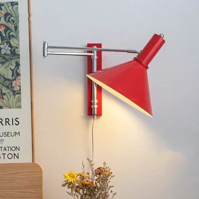 Minimalist Study Reading Lamp  red Bauhaus Bedside Foldable Rocker Arm Wall Lamp(WH-VR-117)
