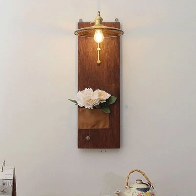 Japan Retro  Art Iron Glass Wood LED Decor Wall Lamp (WH-VR-127)