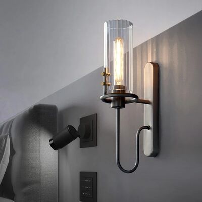 retro Luxury Iron Glass Black LED Decor Home Wall Lamp  (WH-VR-133)