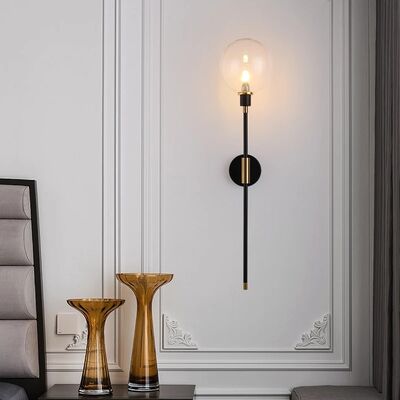 Home Bedside Wall Light Fixtures Black Iron Glass Ball Wall Lamps(WH-VR-152)