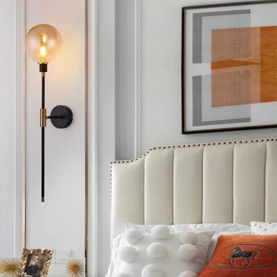 Home Bedside Wall Light Fixtures Black Iron Glass Ball Wall Lamps(WH-VR-152)