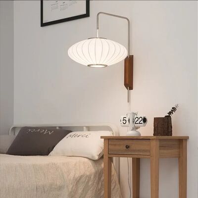 Japanese wall lamp Bedroom Home Bedside office Hotel Nelson Silk Wall lamp(WH-VR-154)