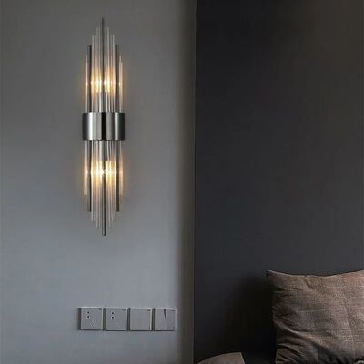 Bedroom Bedside Stairs LED Gold black strip crystal Wall Light (WH-VR-156)
