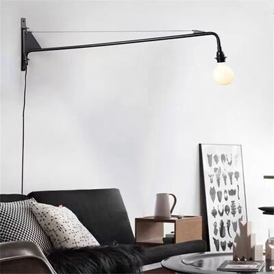 Loft American retro pipe light bedside Long arm swing light Potence Wall Lamp(WH-VR-163)