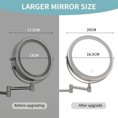8 Inch Chrome 10x Magnifying Double Side USB Charging Bathroom 3 Color Makeup Mirror lamp(WH-MR-82)