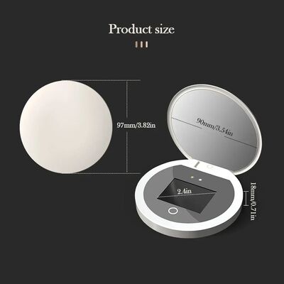 Sunscreen Testing Camera  2X Magnification Travel Makeup UV Mirror with Light(WH-MR-89)