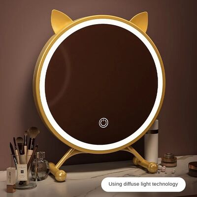 adjustable three levels light and mirror angle Desktop Smart LED cat ear make-up mirror light (WH-MR-94)