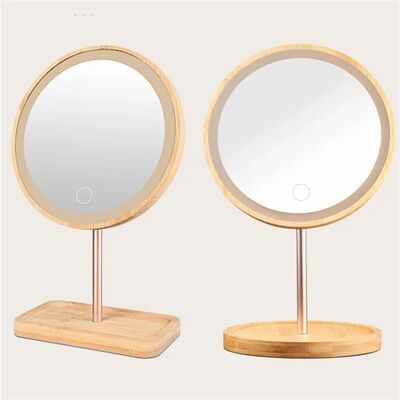USB Rechargeable Detachable Wood Makeup Mirror With Light (WH-MR-98)