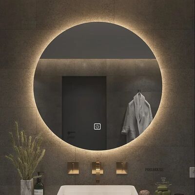 LED Round Smart Bath Mirrors Toilet Vanity Makeup Mirror with Light Anti-fog Touch Sensor Luminous Mirrors(WH-MR-100)