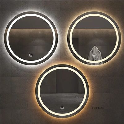 LED Round Smart Bath Mirrors Toilet Vanity Makeup Mirror with Light Anti-fog Touch Sensor Luminous Mirrors(WH-MR-100)