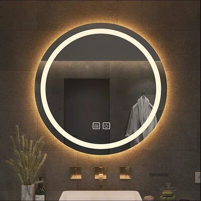 LED Round Smart Bath Mirrors Toilet Vanity Makeup Mirror with Light Anti-fog Touch Sensor Luminous Mirrors(WH-MR-100)