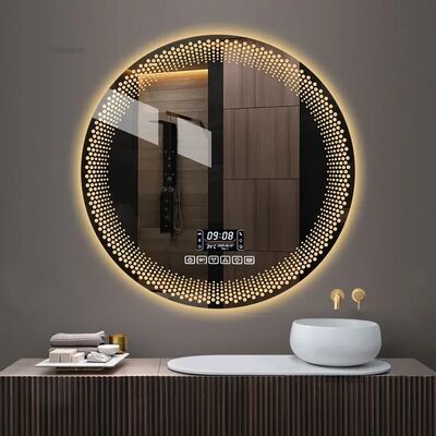 Simple flameproof Led Smart Touch Screen Anti-fog Round Sensor Mirror with Light(WH-MR-101)