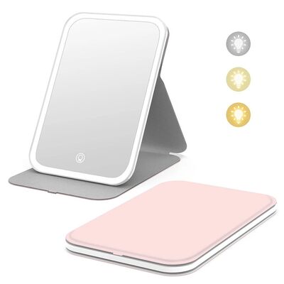 Rechargeable Vanity Mirror Desk Folding Cosmetic Travel Makeup Mirror With LED Light (WH-MR-106)
