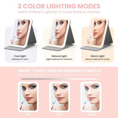 Rechargeable Vanity Mirror Desk Folding Cosmetic Travel Makeup Mirror With LED Light (WH-MR-106)